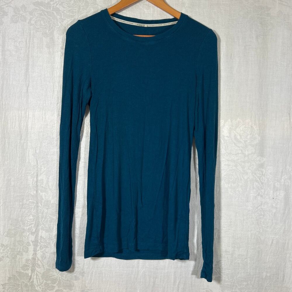 Saturday Sunday Anthropologie Top Medium Teal Ribbed Long Sleeve Layering Tee